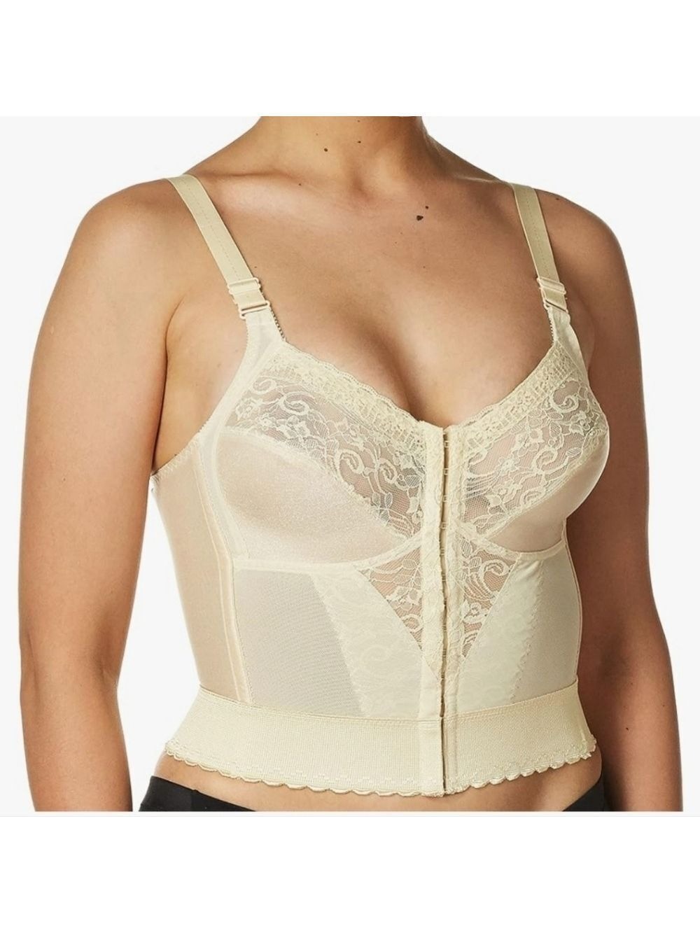 1Carnival Women's Champagne Color Front Closure Longline Bra NWT Size 34D